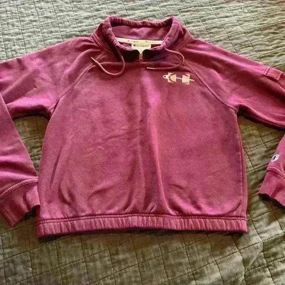 Champion‎ Cropped Quarter zip Sweatshirt Size Small - Picture 1 of 5